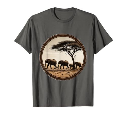 Mademark Elephant Herd Crossing Dusty Savanna Plains T-Shirt - Men - size chart