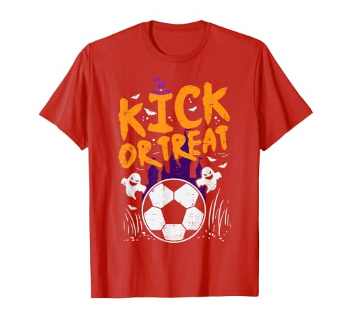 Halloween Shirts For Women Men Kids Boys Girls Halloween Soccer Kick Or Treat Football Costume Boys Kid Men T-Shirt - size