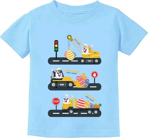 Easter Day Gift for Toddler Boy Baby Girl Tractor Loving Bunny T-Shirt — design detail