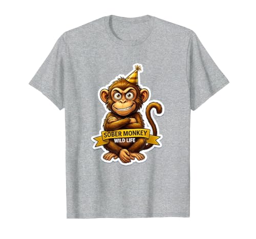 Mademark Sober Monkey Wild Life Sobriety Design T-Shirt - Men - size chart