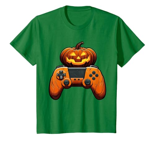Spooky Halloween Gamers 2023 Halloween Skeleton Zombie Gaming Controllers Mummy Boys Kids T-Shirt - size chart