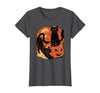Halloween scary black cat Vintage Scary Halloween Black Cats and Pumpkin T-Shirt - size chart