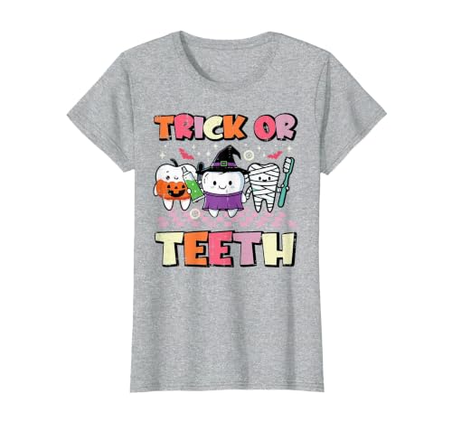 Halloween Shirts For Women Men Kids Boys Girls Halloween Dentist Trick Or Teeth Dental Costume Men Women T-Shirt - size chart