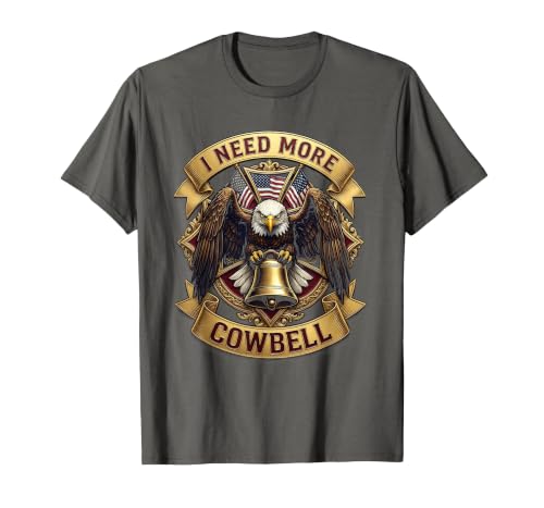 Mademark I Need More Cowbell Funny Music Design T-Shirt - size chart