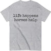 Nusyouc Life Happens Horses Help Equestrian T-Shirt Vintage Horse Lover T Shirt Tops - size chart