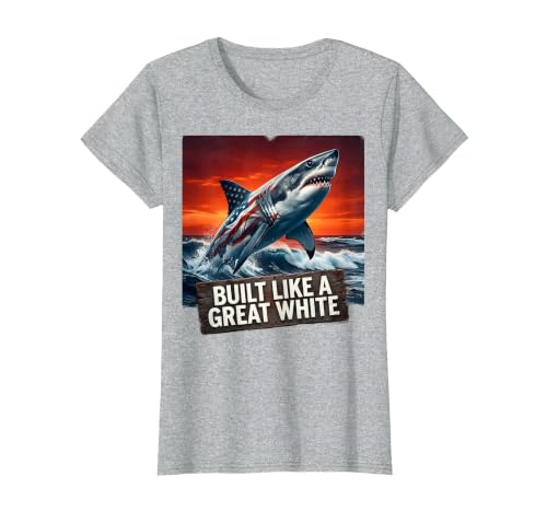 Mademark Built Like a Great White Shark Women Design T-Shirt - size chart