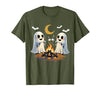 Halloween Tees and Spooky Ghosts Designs Ghosts Roasting Marshmallows Halloween Night Cute Novelty T-Shirt - size chart
