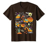 Kids Fun Construction Vehicle Halloween spider web Kids Construction Vehicle Halloween Crane Truck Pumpkin Boys T-Shirt -