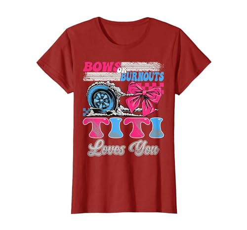 Gender Reveal Family Matching Burnouts or Bows Titi Loves You Gender Reveal Party T-Shirt - size chart