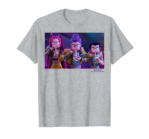 Kpop Demon Hunters Mira Rumi & Zoey Eating Ramyeon T-Shirt - size chart