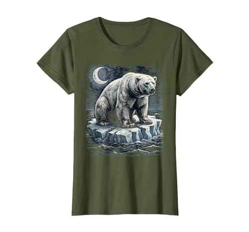 Mademark Polar Bear Lone Ice Floe Drifting Arctic Design T-Shirt - size chart