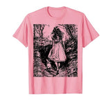 Alice in Wonderland - Down the Rabbit Hole Fantasy Vintage T-Shirt — design detail