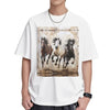 DRTGEDS Horses Running Art Printing Short Sleeve Cotton Lightweight Pullover Summer Casual Sweatshirts - size chart