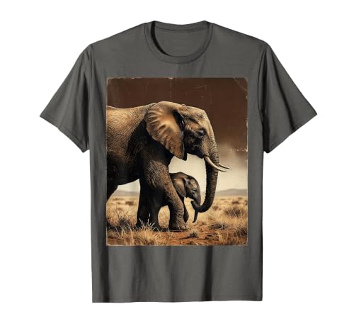 Mademark Mama and Baby Elephant Walk Together T-Shirt - Men - size chart