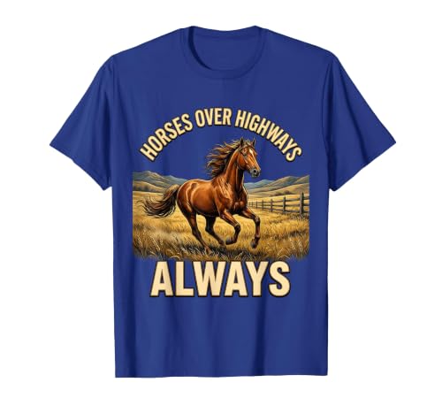 Mademark Horses Over Highways Always Equestrian Design T-Shirt - Men - size chart