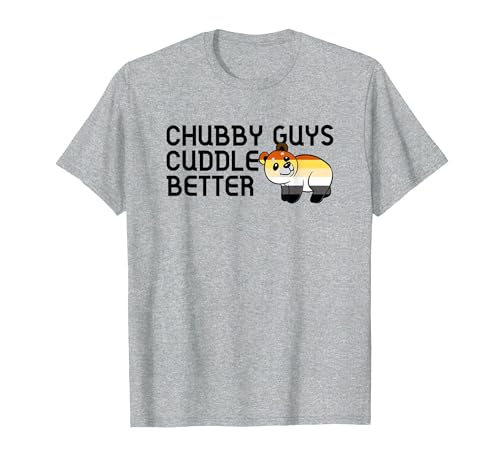 LGBTQ Pride Gifts Chubby Guys Cuddle Better Gay Bear Pride Couple Flag Love T-Shirt - size chart