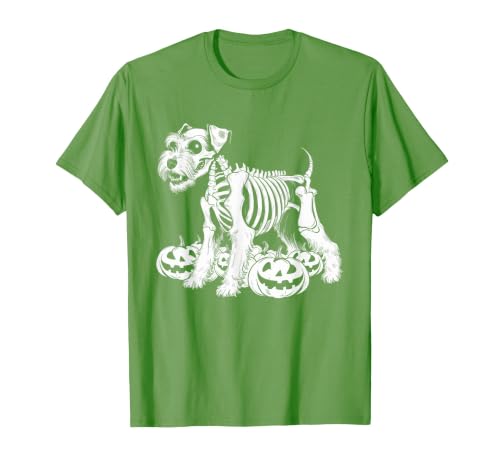Miniature Schnauzer Lovers Halloween Dog Costume Miniature Schnauzer Skeleton Birthday Halloween Mens Womens T-Shirt - size