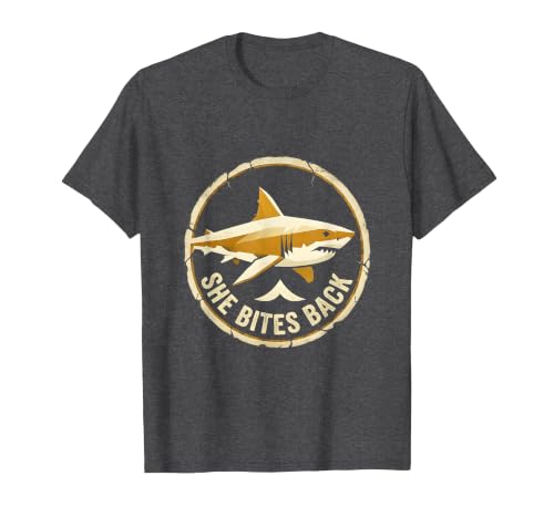 Mademark She Bites Back Fierce Shark Women Design T-Shirt - size chart