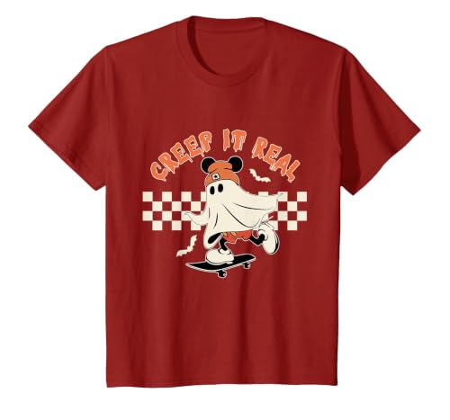 Halloween Creep it Real Vintage Ghost CKTEE2 Vintage Halloween Creep It Real Mouse Ghost Boy Fall Season T-Shirt - size chart