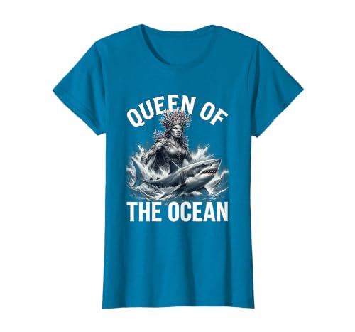 Mademark Queen of the Ocean Shark Design T-Shirt - size chart