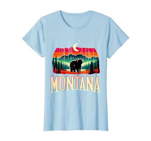 Grizzly Bear Mountain Forrest Nature Montana Grizzly Bear Mountain T-Shirt - size chart