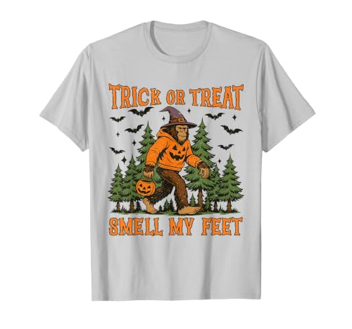 Bigfoot Halloween Costume Party Outfits Trick Or Treat Smell My Feet Bigfoot Halloween Sasquatch T-Shirt - size chart