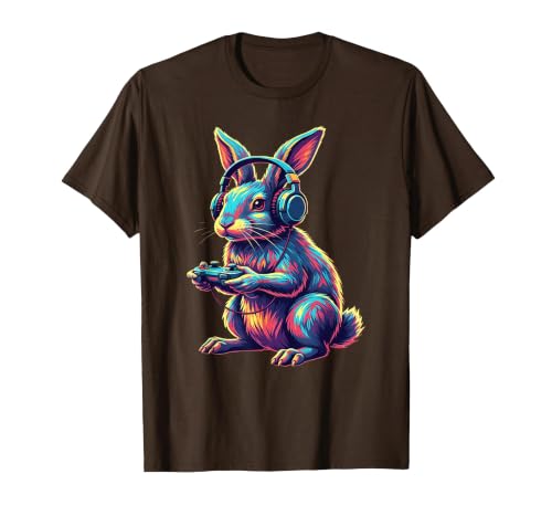 Rabbit Gaming Animal Video Games Funny Rabbit T-Shirt — design detail