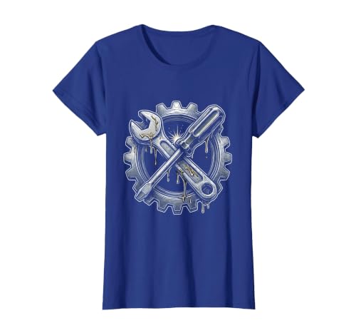 Mademark Grease Monkey Wrench and Screwdriver Crossed T-Shirt - Women - size chart