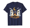 Halloween Tees and Spooky Ghosts Designs Ghosts Roasting Marshmallows Halloween Night Cute Novelty T-Shirt - size chart