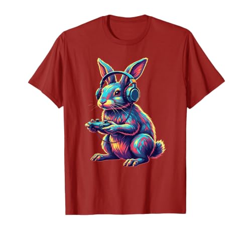 Rabbit Gaming Animal Video Games Funny Rabbit T-Shirt — design detail