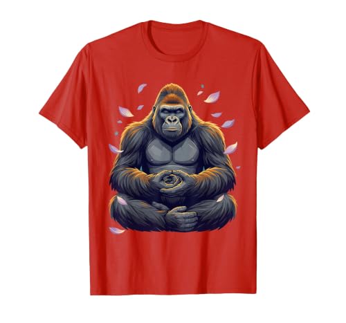 Mademark Meditating Gorilla Zen Monkey Graphic Design T-Shirt - Men - size chart