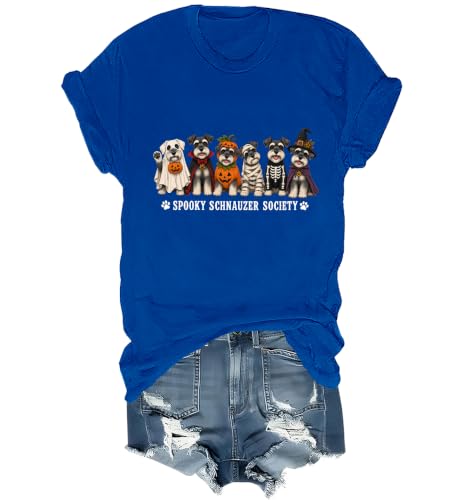 WQFQW Spooky Schnauzer Society Halloween Shirt Terrifying Halloween T-Shirt - size chart