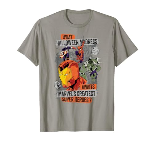 Marvel Halloween Madness Awaits the Greatest Super Heroes T-Shirt - size chart