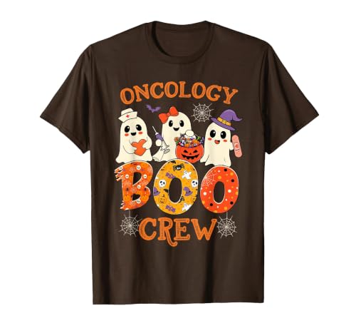Oncology Boo Crew Funny Ghost Halloween Spooky Costume Nurse T-Shirt - size chart
