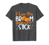 Match Halloween Couple Costumes I Love His Broomstick I Love Her Pumpkins T-Shirt - size chart