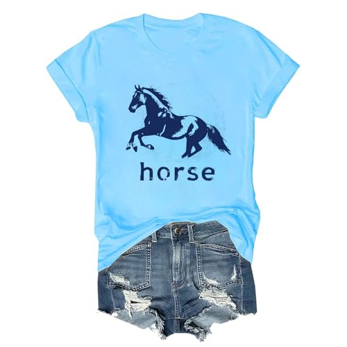 Pukcoun Horse Shirt Horse Lover V-Neck Shirt Retro Graphics T-Shirt Unisex - size chart