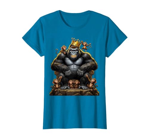 Mademark King Gorilla Dad Surrounded by Little Monkeys T-Shirt - Women - size chart