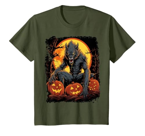 FrightNightFits Werewolf Orange Halloween T-Shirt - size chart