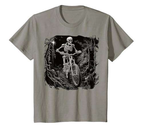 Scary Cyclist Skeleton Gifts Cycling Skeleton Mountain MTB Bicycle Cyclist Skeleton T-Shirt - size chart