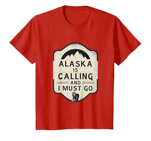 Alaska is Calling and I Must Go Mountains Bear T-Shirt - size chart