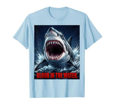Blood in the Water Shark Attack Design T-Shirt