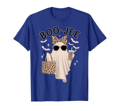Halloween Boo-Jee Leopard Ghost Coquette Bow Coquette Leopard Ghost Coffee Boo-JEE Halloween Boujee Ghost T-Shirt - size