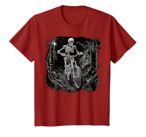 Scary Cyclist Skeleton Gifts Cycling Skeleton Mountain MTB Bicycle Cyclist Skeleton T-Shirt - size chart