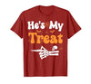 She's My Trick He's My Treat Halloween Couple Tees He's My Treat Skeleton Couples Matching Couple Halloween T-Shirt - size