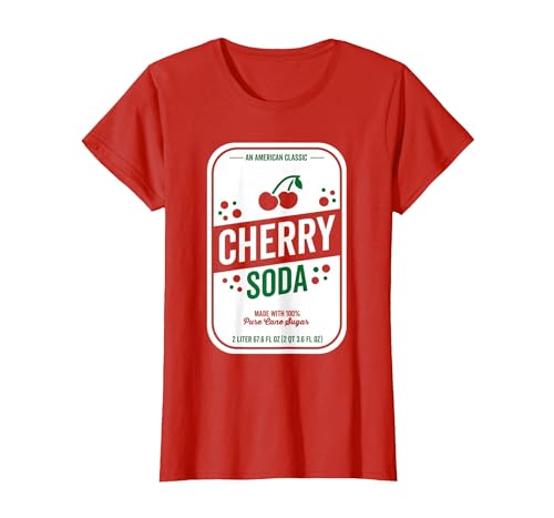 Funny Soda Pop Label Tees Soda Group Halloween Costume Cherry Soda T-Shirt - size chart