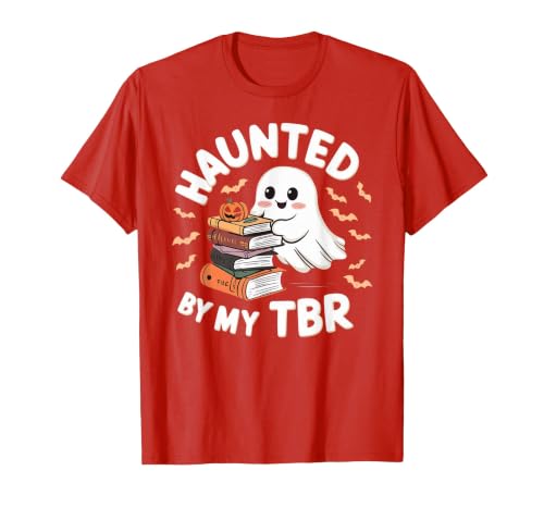 Halloween Student Books Lovers Haunted By My TBR Haunted By My TBR Cute Ghost Book Reading Teacher Halloween T-Shirt - size