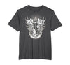 Rock and Roll Music Vintage Retro Gifts Vintage 80s Rock & Roll Music Electric Guitar Skeleton Wings T-Shirt - size chart