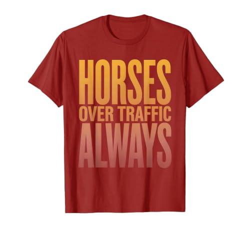 Mademark Horses Over Traffic Always Equestrian Design T-Shirt - Men - size chart
