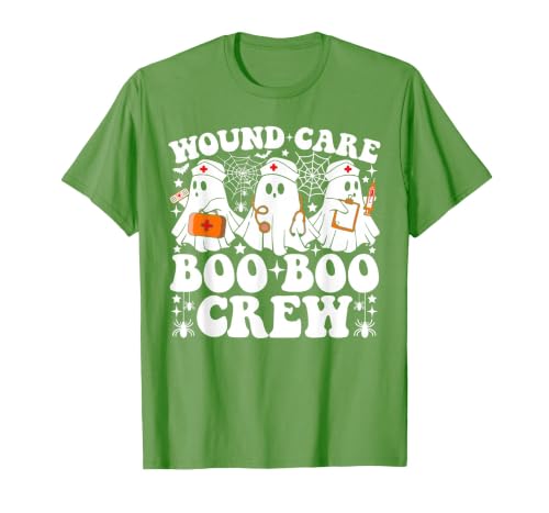 Wound Care Nurse Boo Boo Crew Halloween Wound Care Boo Boo Crew Nurse Funny Ghost Halloween Nurse T-Shirt - size chart