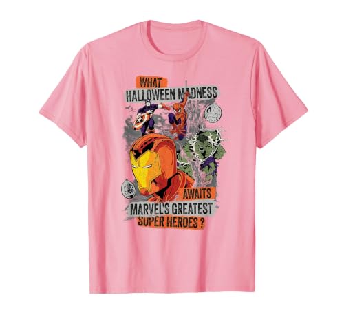 Marvel Halloween Madness Awaits the Greatest Super Heroes T-Shirt - size chart